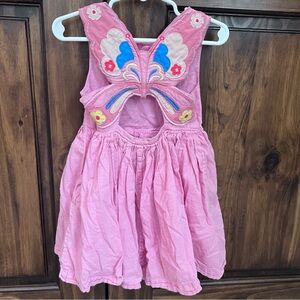 Pink Butterfly Mini Biden 100% Cotton Dress Size 3/4